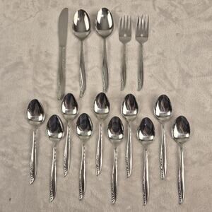 Vintage Acsons Stainless Steel Flatware Japan Floral Scroll Pattern Spoons, Fork